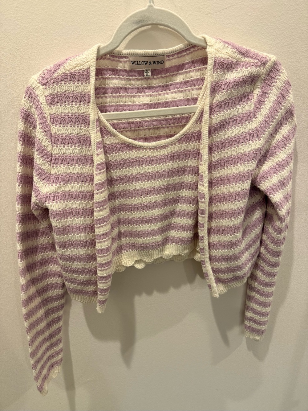 Willow & Wind Striped‎ Knit Cardigan & Tank set Size Small Y2K cottagecore